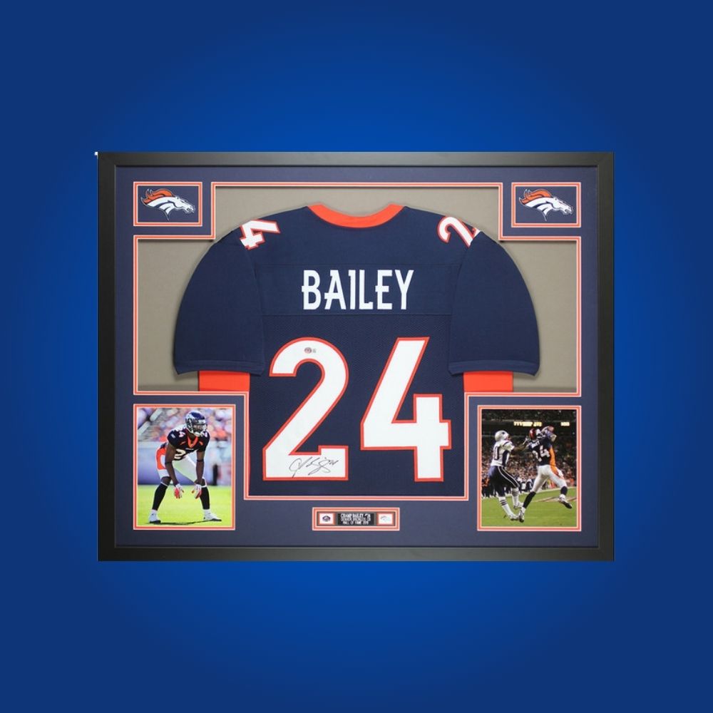 Autographed Denver Broncos custom jersey by Peyton Manning with Certificate of Authenticity.