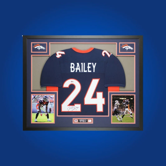 Autographed Denver Broncos custom jersey by Peyton Manning with Certificate of Authenticity.