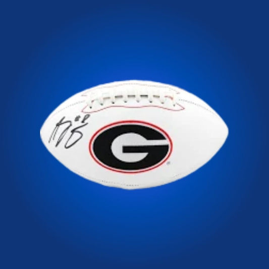 Champ Bailey autographed Georgia Bulldogs white logo football, must-have for Georgia fans and collectors.