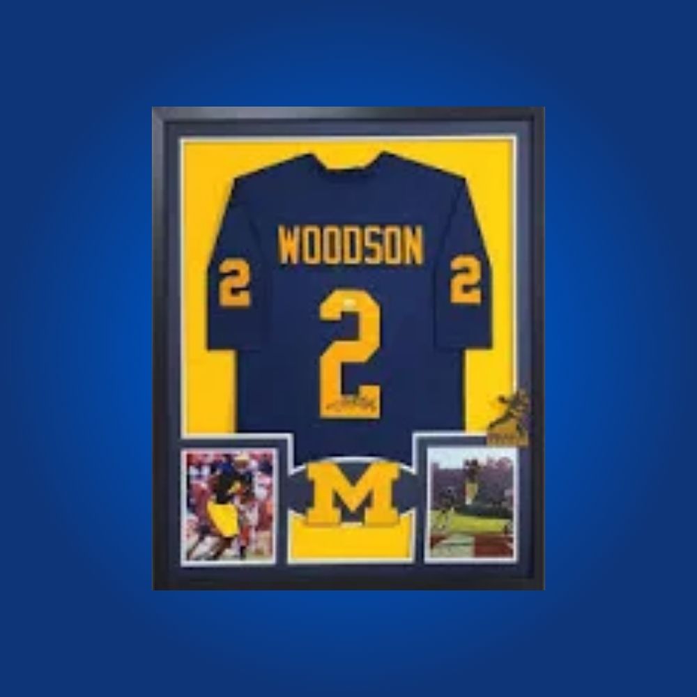 Charles Woodson Signed Full Framed Custom Michigan Wolverines Jersey – autographed memorabilia, Heisman winner collectible, a must-have for Wolverines supporters.