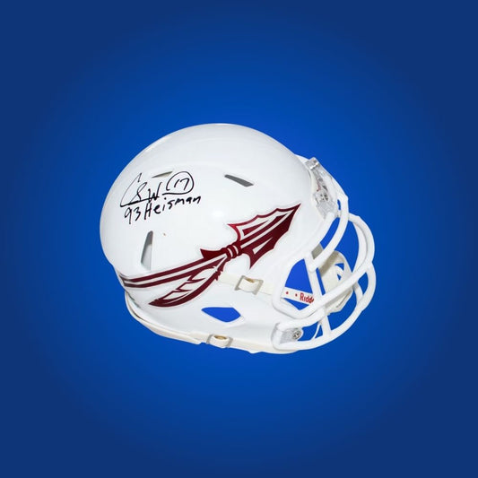 Charlie Ward signed Florida State Seminoles mini helmet, ideal for FSU fans and college football collectors.