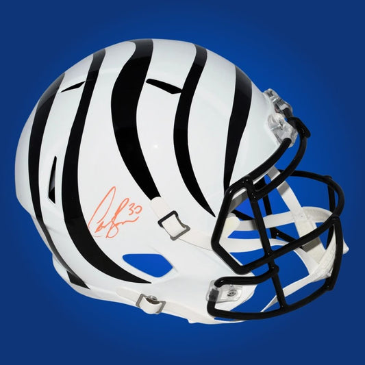 Chase Brown Signed Cincinnati Bengals White Speed Replica Helmet