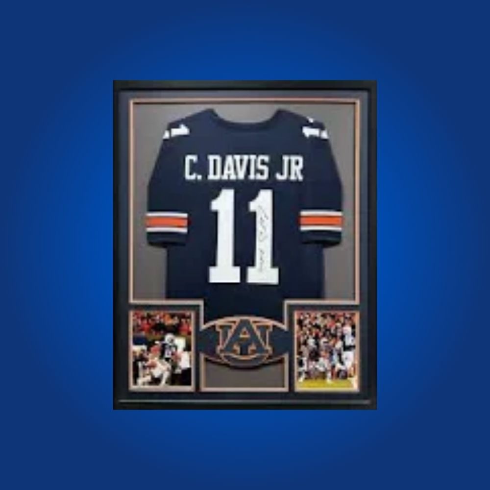 Chris Davis Jr. Signed Full Framed Custom Auburn Tigers Jersey – autographed memorabilia, iconic kick returner collectible, unforgettable moment for Tigers supporters.