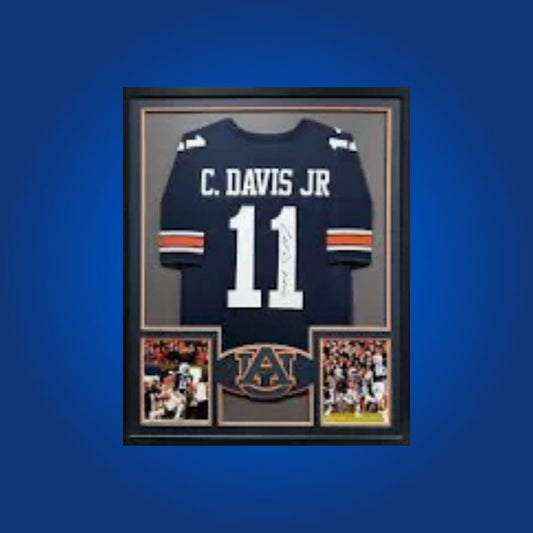 Chris Davis Jr. Signed Full Framed Custom Auburn Tigers Jersey – autographed memorabilia, iconic kick returner collectible, unforgettable moment for Tigers supporters.