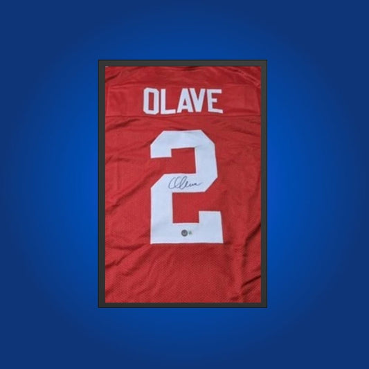 Chris Olave Signed Full Framed Custom Ohio State Buckeyes Jersey – autographed memorabilia, star wide receiver collectible, perfect for Ohio State supporters.
