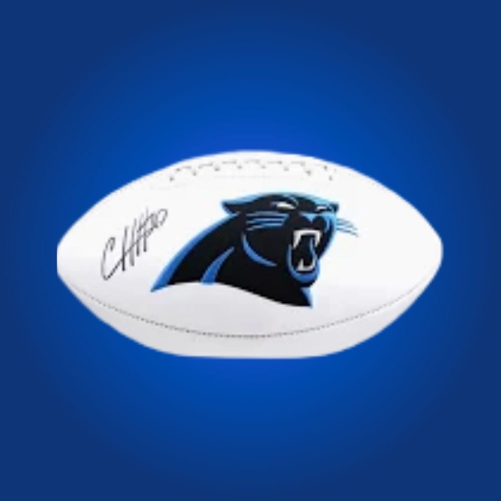 Chuba Hubbard’s autograph on Carolina Panthers logo football, a prized keepsake for Panthers fans, includes a certificate of authenticity.