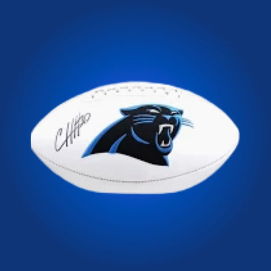 Chuba Hubbard’s autograph on Carolina Panthers logo football, a prized keepsake for Panthers fans, includes a certificate of authenticity.