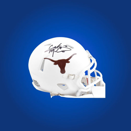 Colt McCoy signed Texas Longhorns mini helmet—classic collectible for Longhorns fans and McCoy enthusiasts.