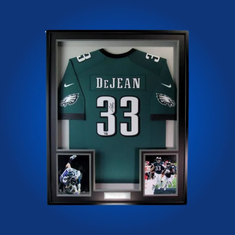 Autographed Philadelphia Eagles custom jersey by Cooper DeJean with Certificate of Authenticity.