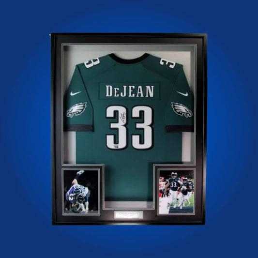 Autographed Philadelphia Eagles custom jersey by Cooper DeJean with Certificate of Authenticity.