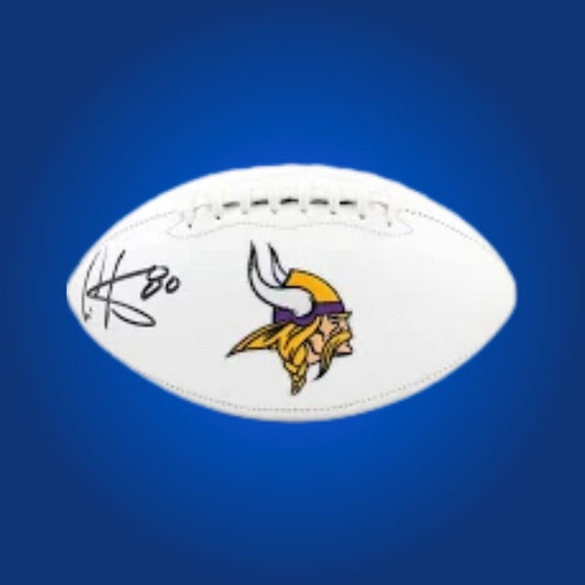 Cris Carter signed Minnesota Vikings logo football, a prized addition for Vikings enthusiasts and collectors, certified authentic and ready for display.