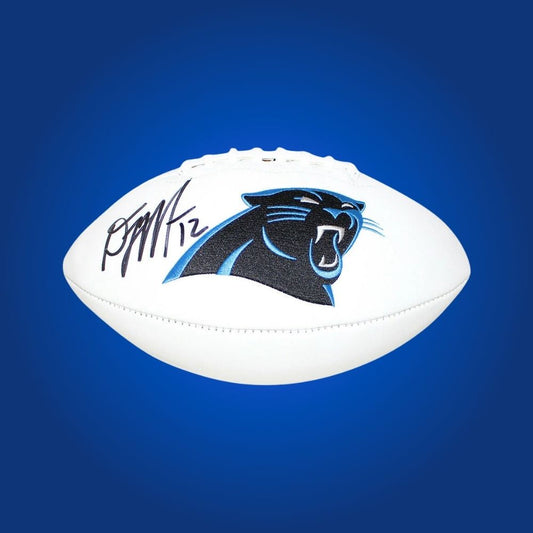 DJ Moore signed Carolina Panthers logo football, an ideal addition to any memorabilia collection, certified authentic for fans.
