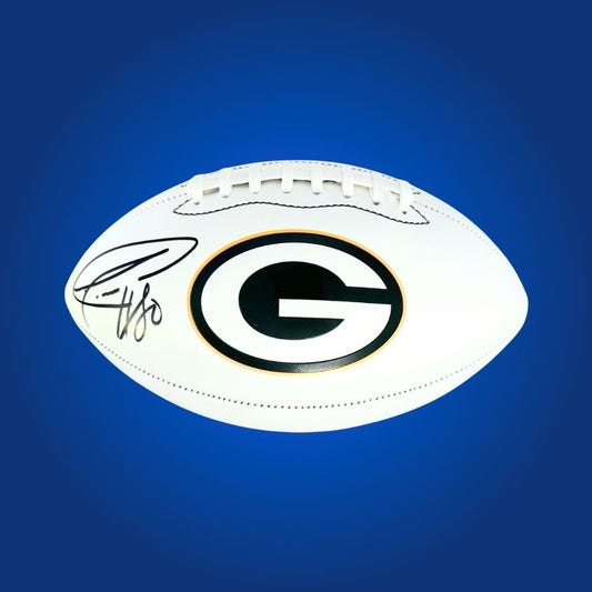 Donald Driver signed Green Bay Packers embroidered NFL football with white panels and logo, includes Certificate of Authenticity