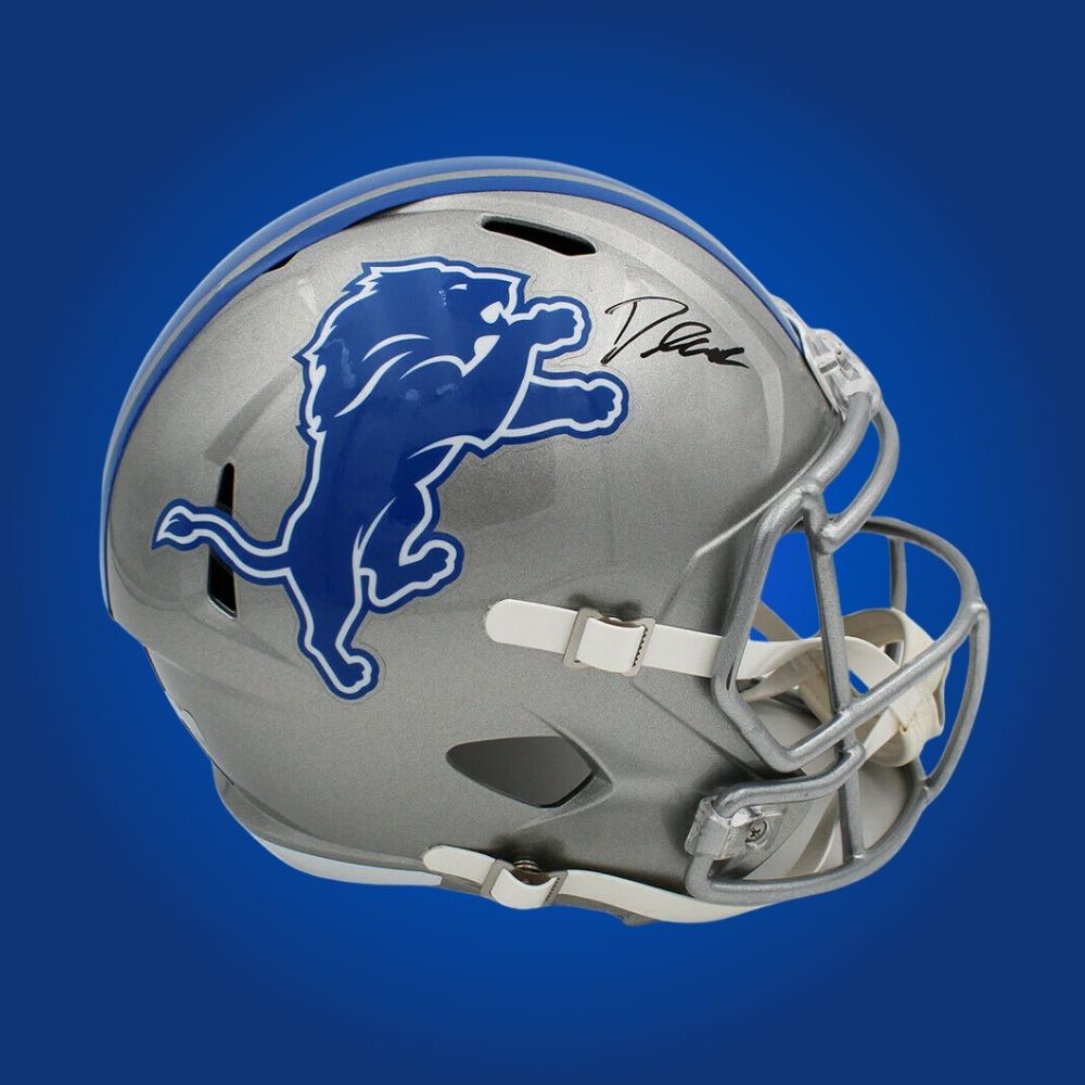 D'andre Swift Signed Detroit Lions Grey Replica Helmet