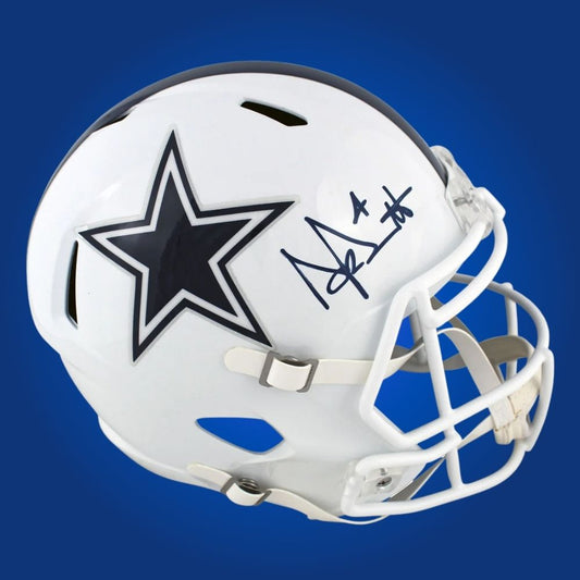 Dak Prescott signed Dallas Cowboys white 22 alt speed replica helmet