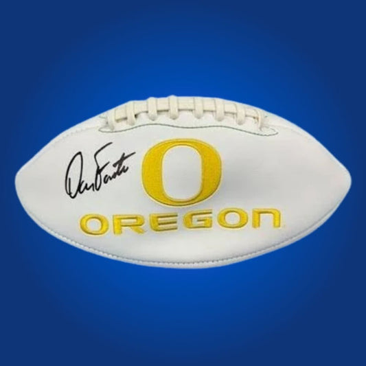 Dan Fouts autographed Oregon Ducks white logo football, outstanding collectible for Ducks fans and sports memorabilia collectors.