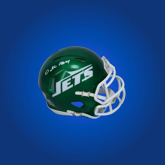New York Jets mini helmet signed by Darrelle Revis with Certificate of Authenticity.