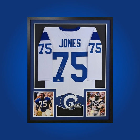 Deacon Jones Signed  Full Framed Custom Los Angeles Rams Jersey