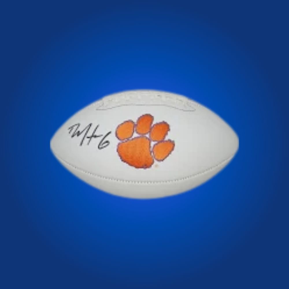 Deandre Hopkins signed Clemson Tigers white logo football, premium memorabilia for Tigers fans and collectors.