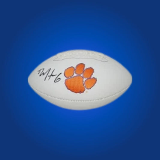 Deandre Hopkins signed Clemson Tigers white logo football, premium memorabilia for Tigers fans and collectors.
