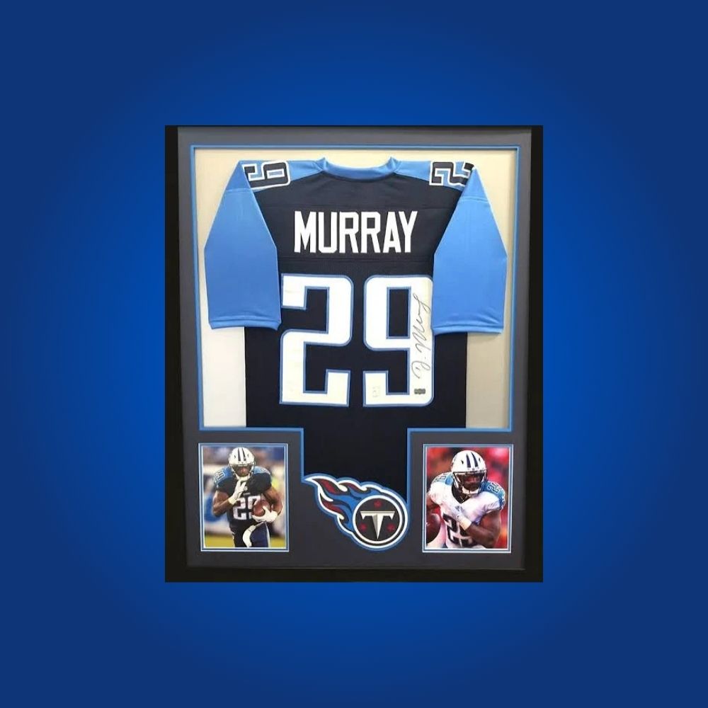 Autographed Tennessee Titans custom jersey by DeMarco Murray with Certificate of Authenticity.