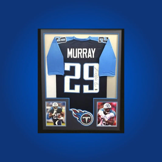 Autographed Tennessee Titans custom jersey by DeMarco Murray with Certificate of Authenticity.