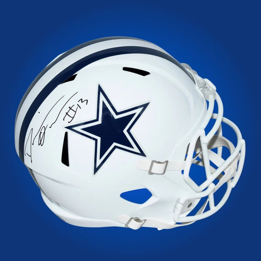 Demario Overshown signed Dallas Cowboys white speed replica helmet