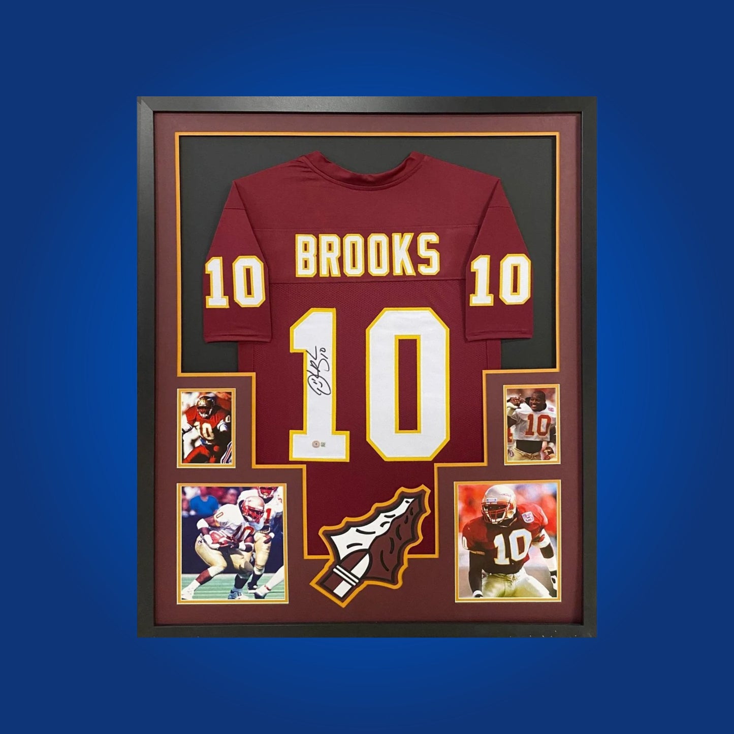 Derrick Brooks Signed Full Framed Custom Florida St Seminoles Jersey – autographed memorabilia, Hall of Fame linebacker collectible, ultimate Florida St fan jersey.
