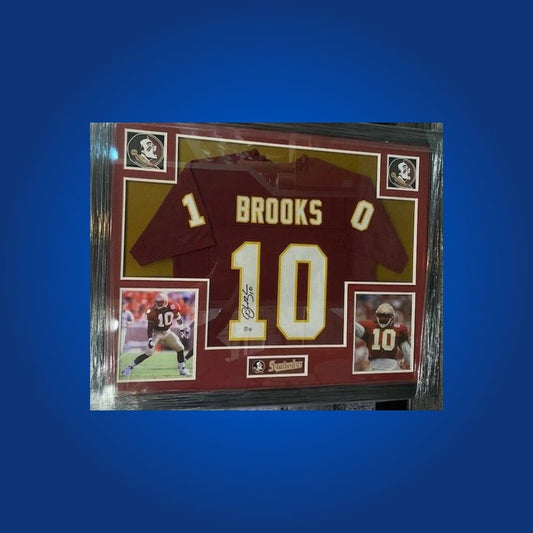 Derrick Brooks Signed Full Framed Custom Florida St Seminoles Jersey – autographed memorabilia, Hall of Fame linebacker collectible, ultimate Florida St fan jersey.
