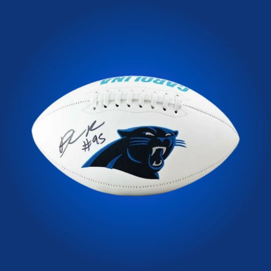 Derrick Brown signed Carolina Panthers logo football, a standout item for Panthers enthusiasts, officially certified for authenticity.