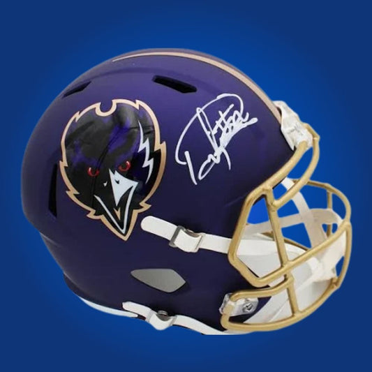 Lamar Jackson signed Baltimore Ravens black speed replica helmet