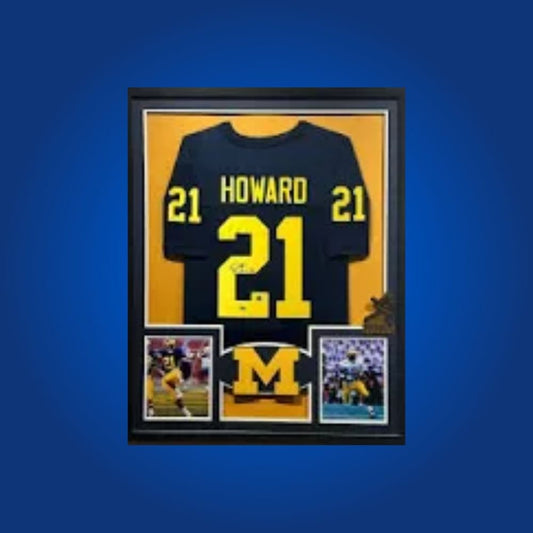 Desmond Howard Signed Full Framed Custom Michigan Wolverines Jersey – autographed memorabilia, iconic return specialist collectible, perfect for Michigan fans.
