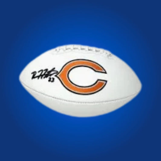 Devin Hester signed Chicago Bears logo football, a rare item for fans of the legendary return specialist, certificate included.