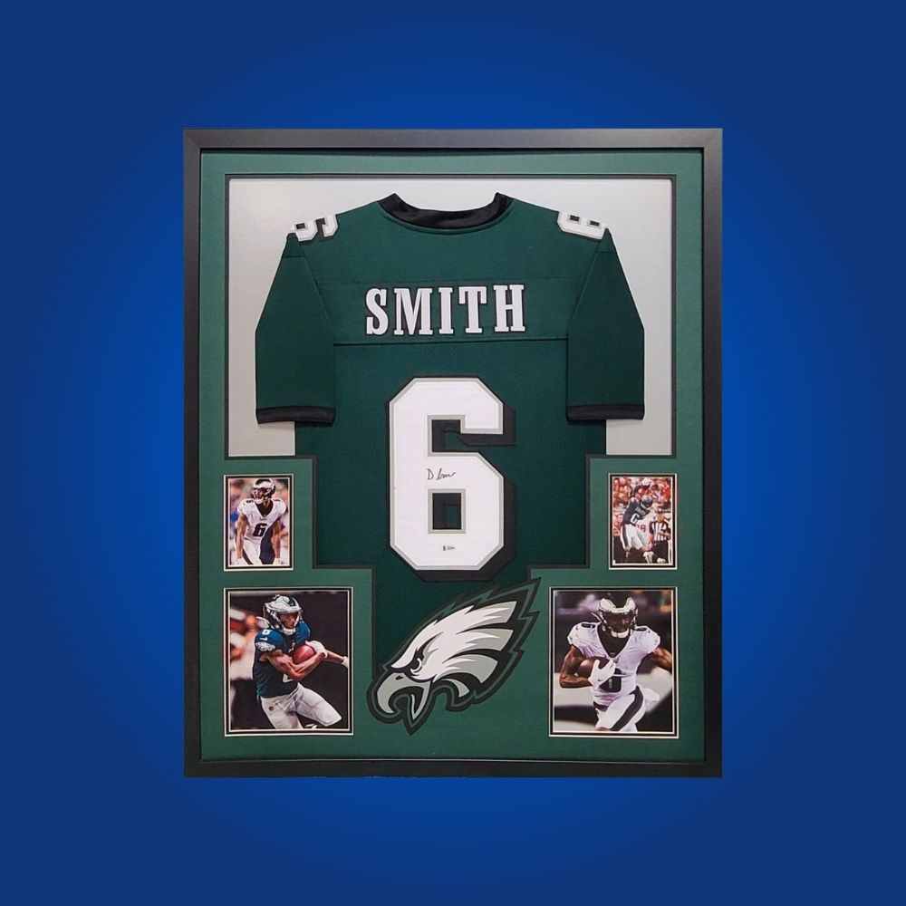 Devonta Smith  Signed Full Framed Custom Philadelphia Eagles Jersey