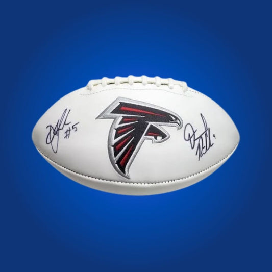 Drake London’s signature on Atlanta Falcons logo football, an outstanding addition for collectors, guaranteed authentic and display-ready.
