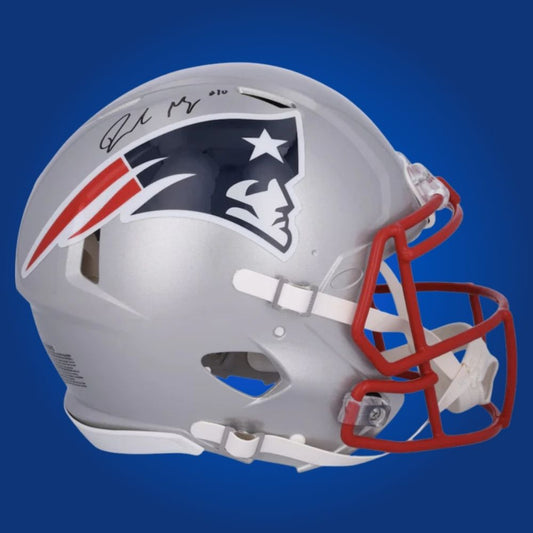 Drake Maye Signed New England Patriots SIlver Speed Authentic Helmet