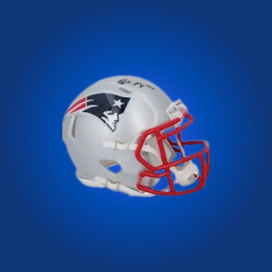 New England Patriots mini helmet signed by Drake Maye with Certificate of Authenticity.