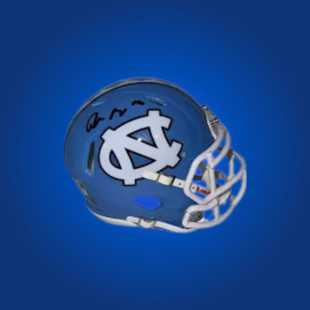 Drake Maye signed North Carolina Tar Heels mini helmet—prized collectible for UNC fans and Maye supporters.