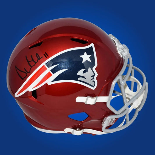 Drew Bledsoe Signed New England Patriots  Red Flash Speed Replica Helmet