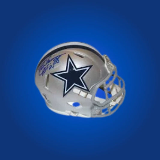 Dallas Cowboys Silver Speed Mini Helmet signed by Drew Pearson, Certificate of Authenticity included