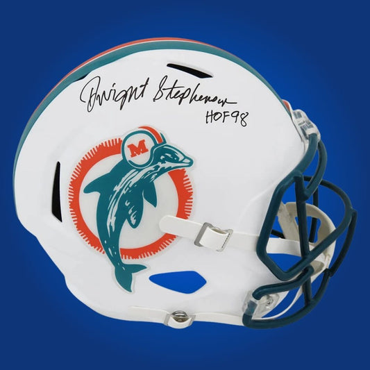 Dwight Stephenson Signed Miami Dolphins White Speed Replica Helmet