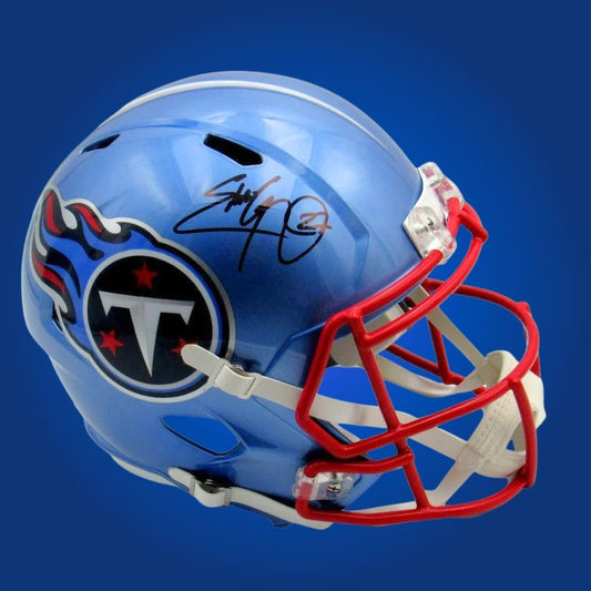 Eddie George Signed Tennessee Titans Blue Flash Speed Replica Helmet