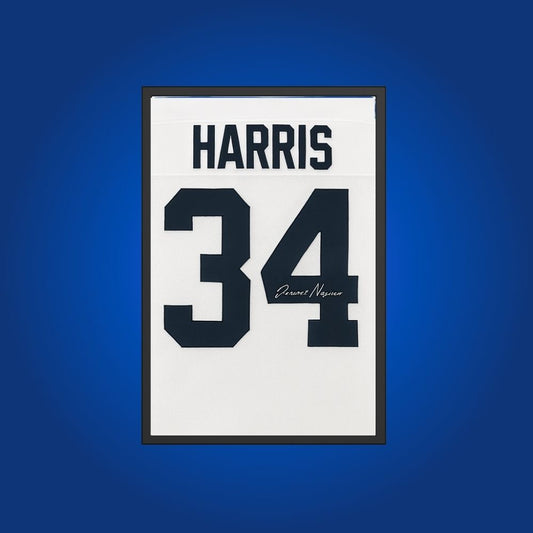 Franco Harris Signed Full Framed Custom Penn State Nittany Lions Jersey – autographed memorabilia, Hall of Fame running back collectible, legendary Nittany Lions piece.