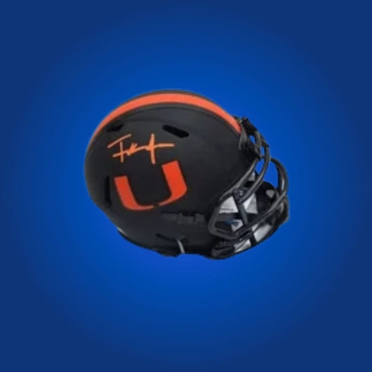 Frank Gore signed Miami Hurricanes mini helmet—unique keepsake for Hurricanes fans and Gore collectors.