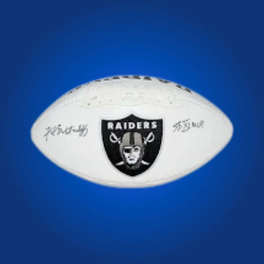 Fred Biletnikoff signed Las Vegas Raiders logo football, a legendary collectible for NFL and Raiders enthusiasts, authenticated for confidence.