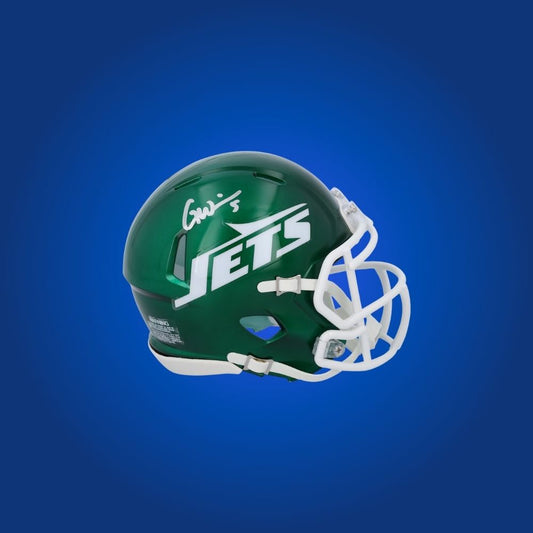 New York Jets mini helmet signed by Garrett Wilson with Certificate of Authenticity.