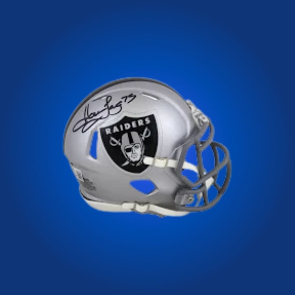 Las Vegas Raiders Silver Speed Mini Helmet autographed by Howie Long, Certificate of Authenticity included