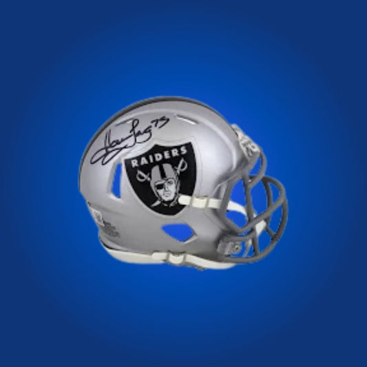 Las Vegas Raiders Silver Speed Mini Helmet autographed by Howie Long, Certificate of Authenticity included