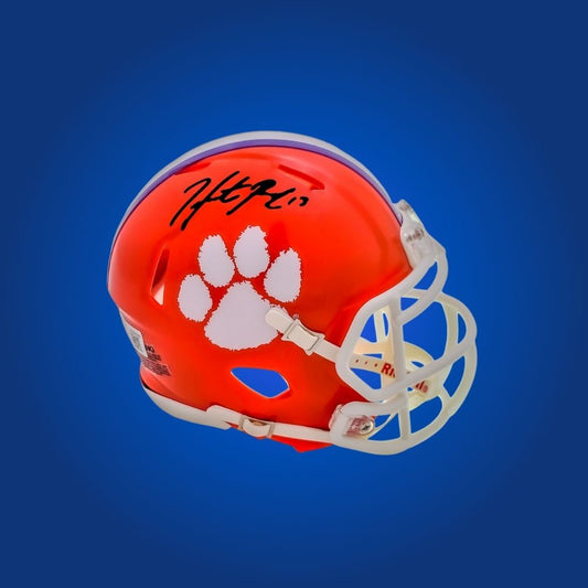 Hunter Renfrow autographed Clemson Tigers mini helmet, ideal for Clemson Tigers fans and football collectors.