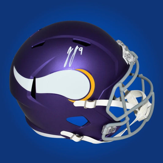 JJ McCarthy, signed Minnesota Vikings speed replica helmet
